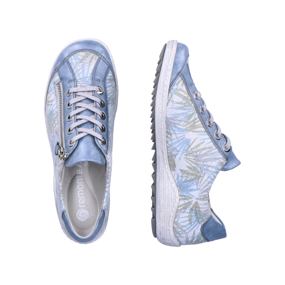 Remonte R1402-11 Ladies Trainers women's lace-up shoes in blue floral design Colours Ltd, Colours, Colours Farnham, Colours Shoes