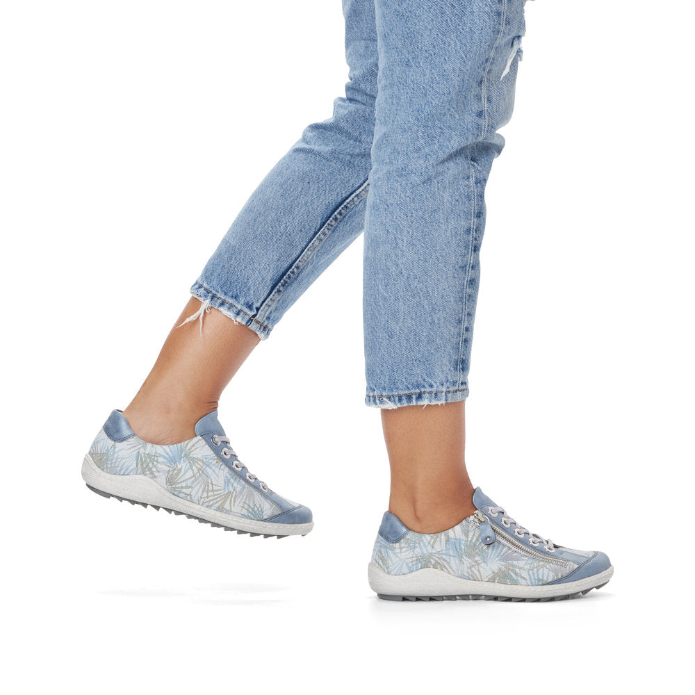 Remonte R1402-11 Ladies Trainers women's lace-up shoes in blue floral design Colours Ltd, Colours, Colours Farnham, Colours Shoes