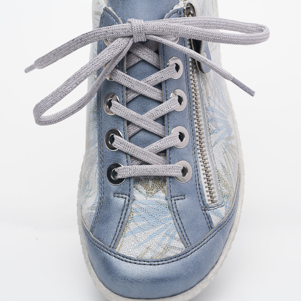 Remonte R1402-11 Ladies Trainers women's lace-up shoes in blue floral design Colours Ltd, Colours, Colours Farnham, Colours Shoes