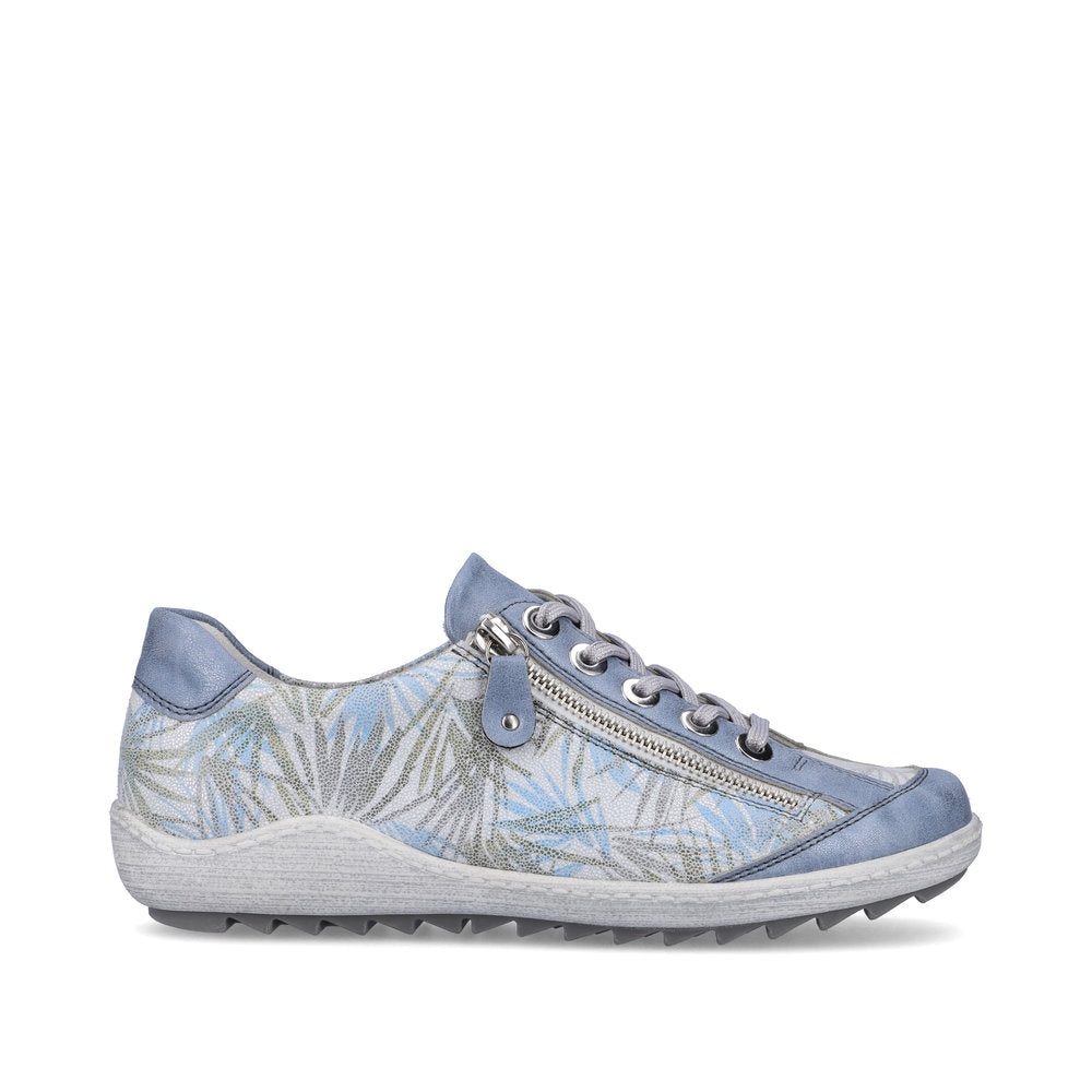 Remonte R1402-11 Ladies Trainers women's lace-up shoes in blue floral design Colours Ltd, Colours, Colours Farnham, Colours Shoes