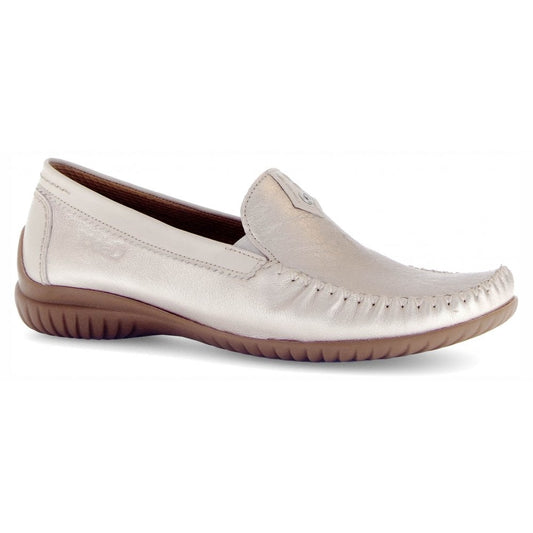 Gabor Leather Stitched-Detail Loafers | Metallic | 66.090.82