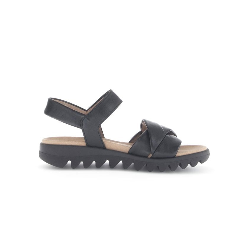 Gabor Champ Flat Strappy Sandal | Black | 64.812.27