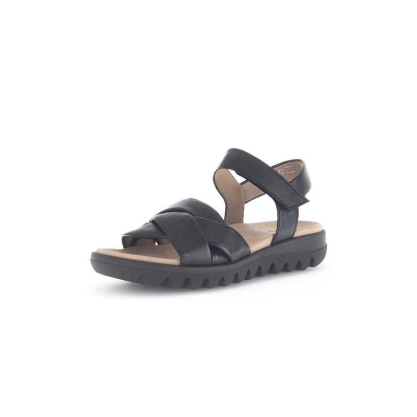 Gabor Champ Flat Strappy Sandal | Black | 64.812.27