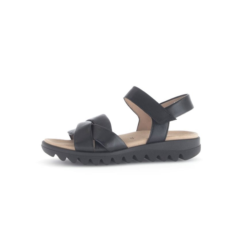 Gabor Champ Flat Strappy Sandal | Black | 64.812.27