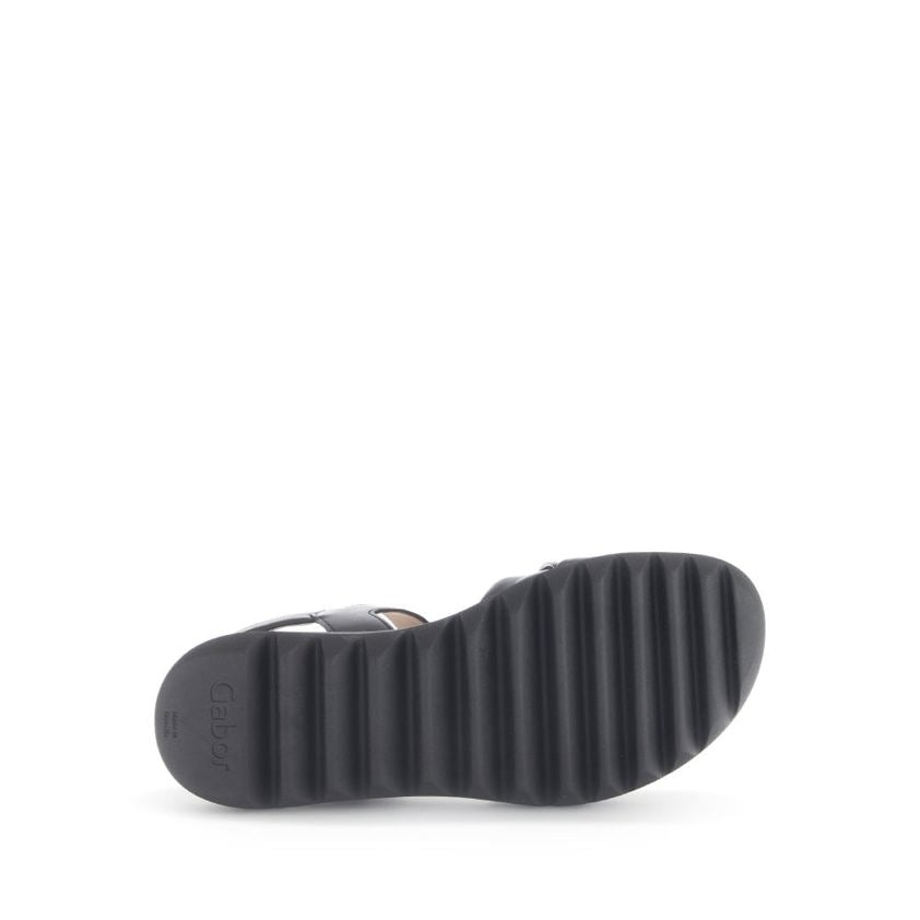 Gabor Champ Flat Strappy Sandal | Black | 64.812.27