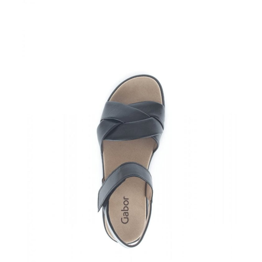 Gabor Champ Flat Strappy Sandal | Black | 64.812.27