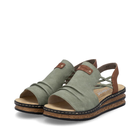 Rieker Women's Wedge Sandal - Green | 62962-52