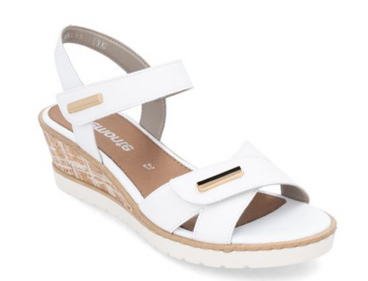 Remonte Women's Leather Wedge Sandal - White | R6266-80