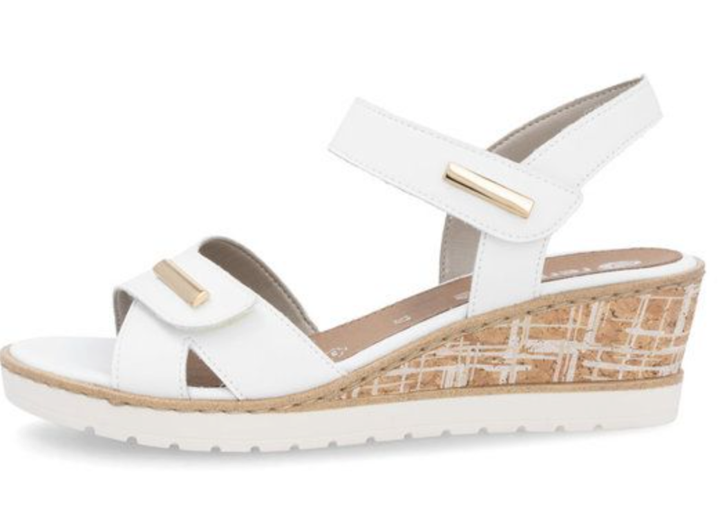 Remonte Women's Leather Wedge Sandal - White | R6266-80