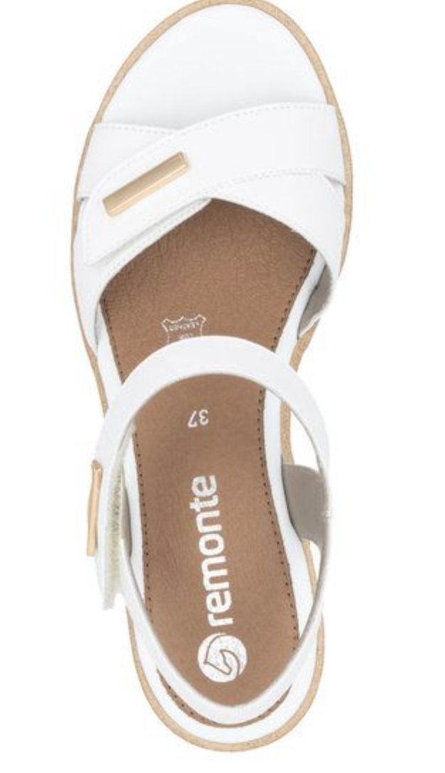 Remonte Women's Leather Wedge Sandal - White | R6266-80