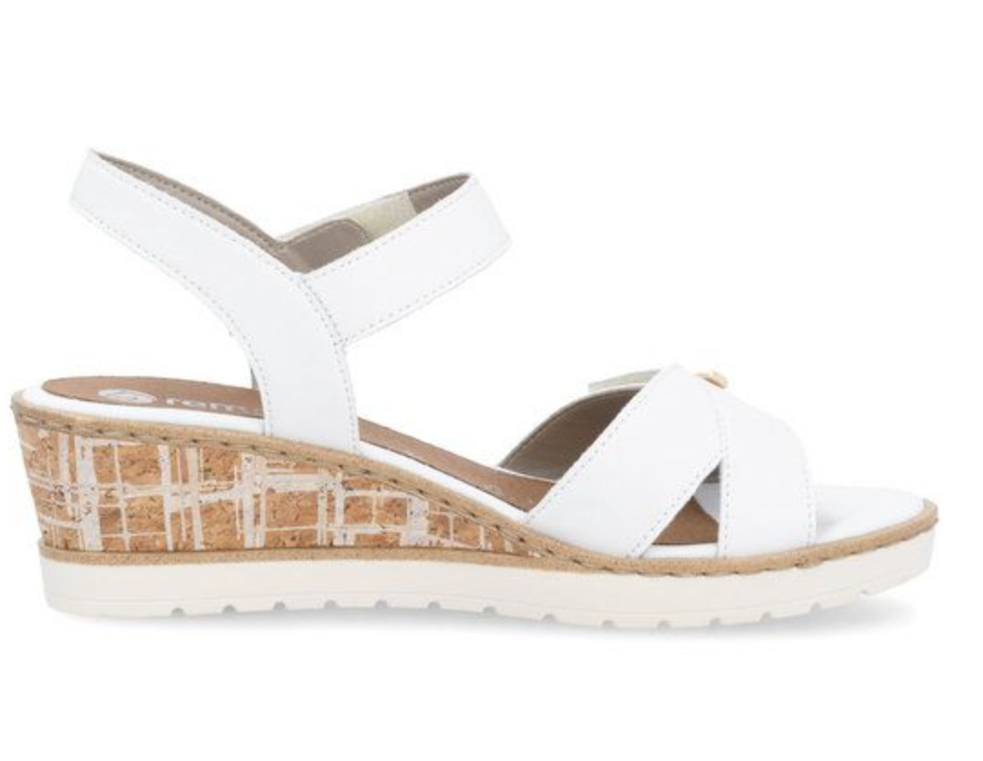 Remonte Women's Leather Wedge Sandal - White | R6266-80