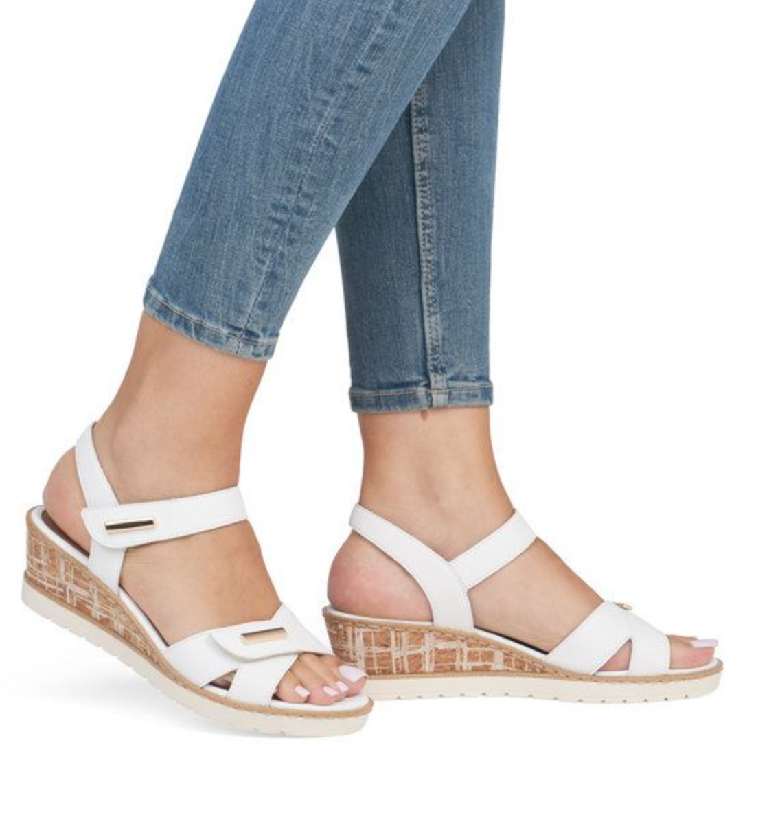 Remonte Women's Leather Wedge Sandal - White | R6266-80