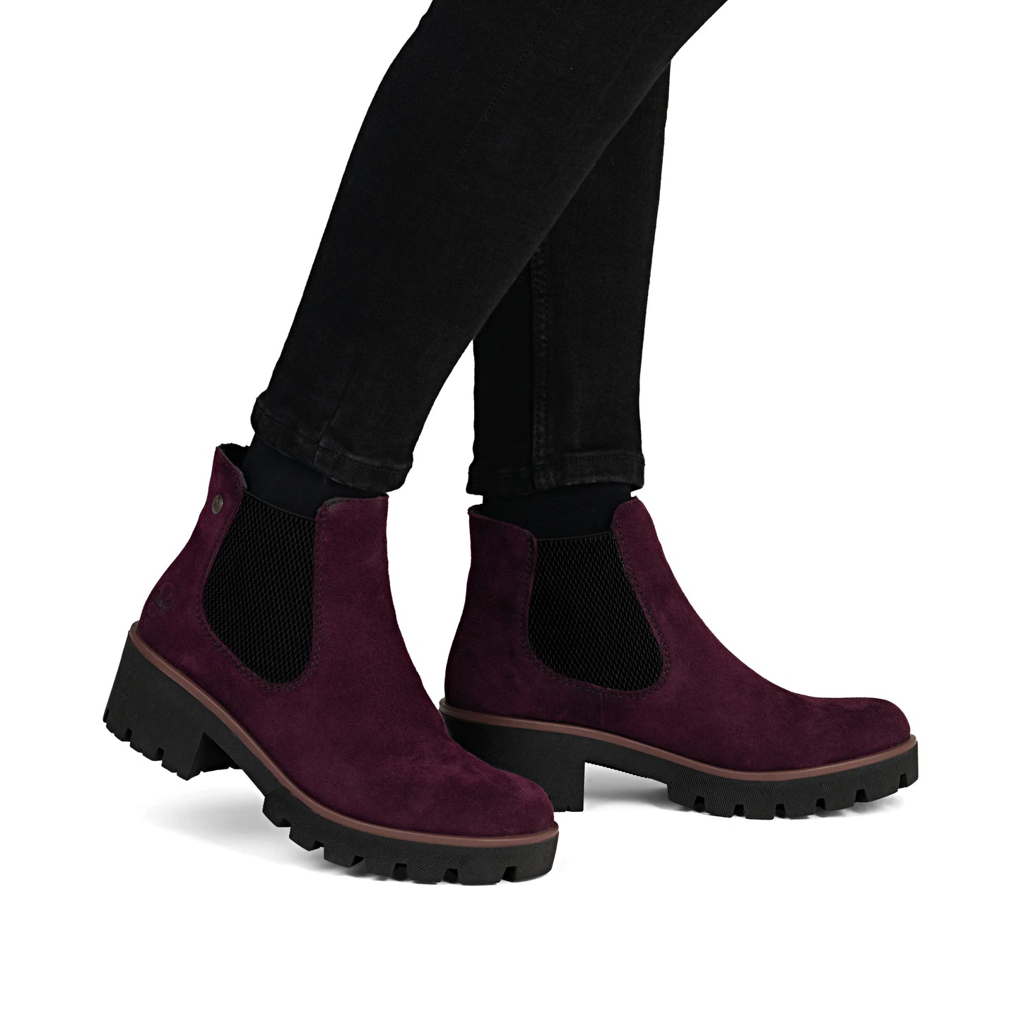 Rieker Women's Elasticated Boots | Burgundy Suede | 79265-30
