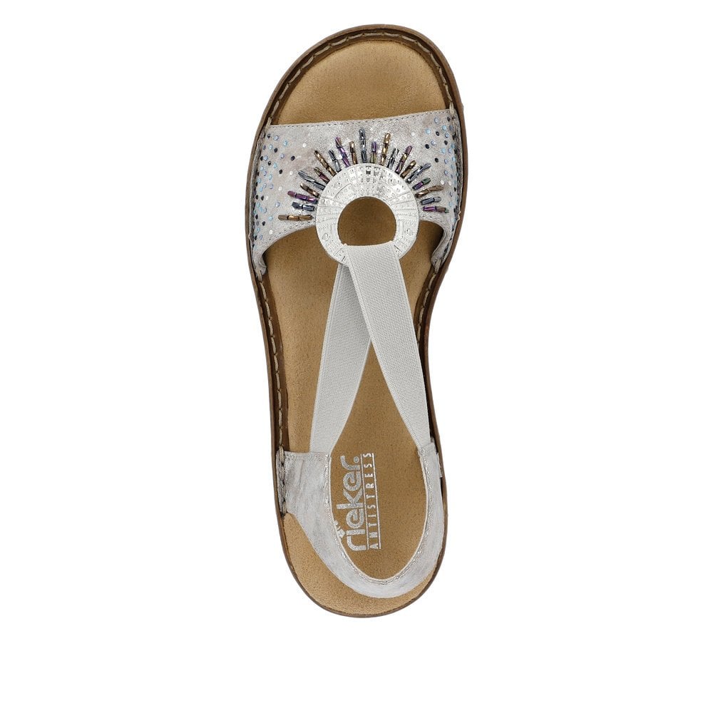Rieker Sandals 60880 Ladies Shoes Metallic