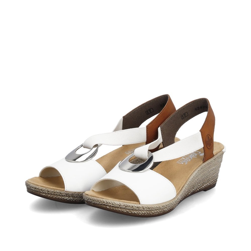 Rieker Sandals 624H6 Ladies Shoes White Combi