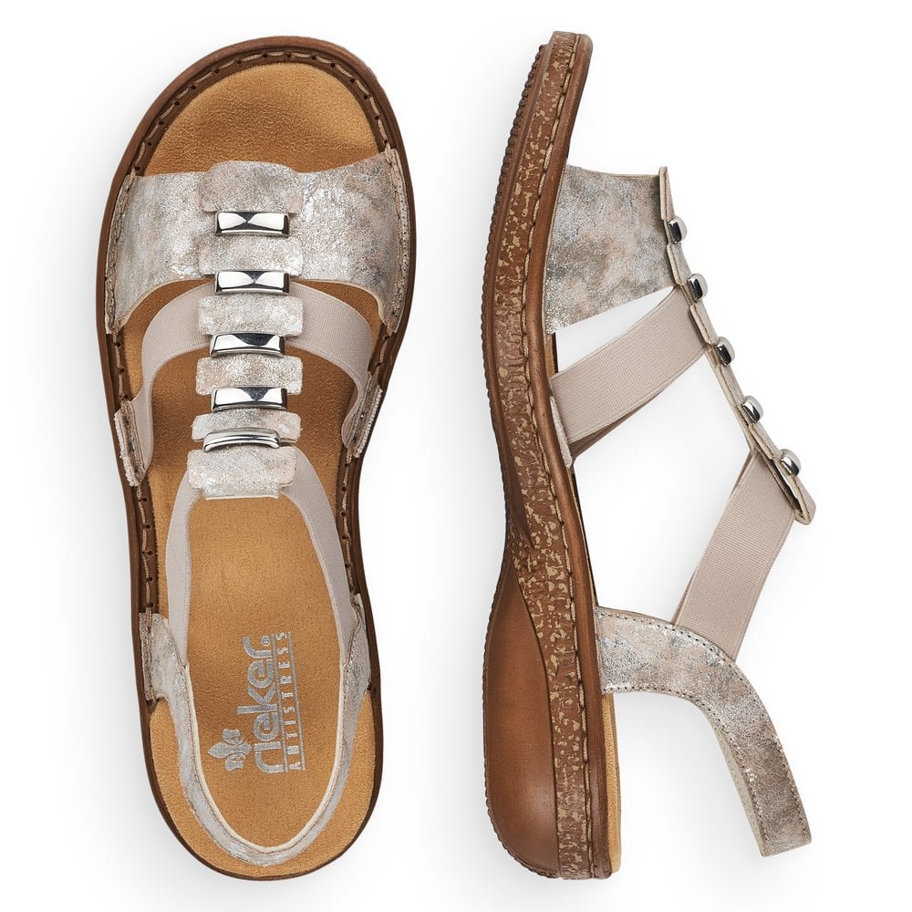 Rieker Sandals 62850 Ladies Shoes Metallic