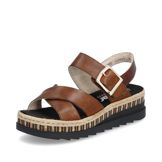 Rieker Sandals V7951 Ladies Shoes Brown