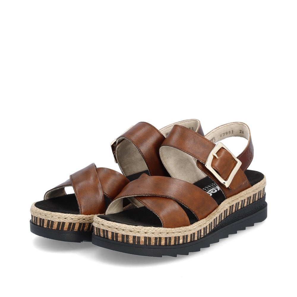 Rieker Sandals V7951 Ladies Shoes Brown