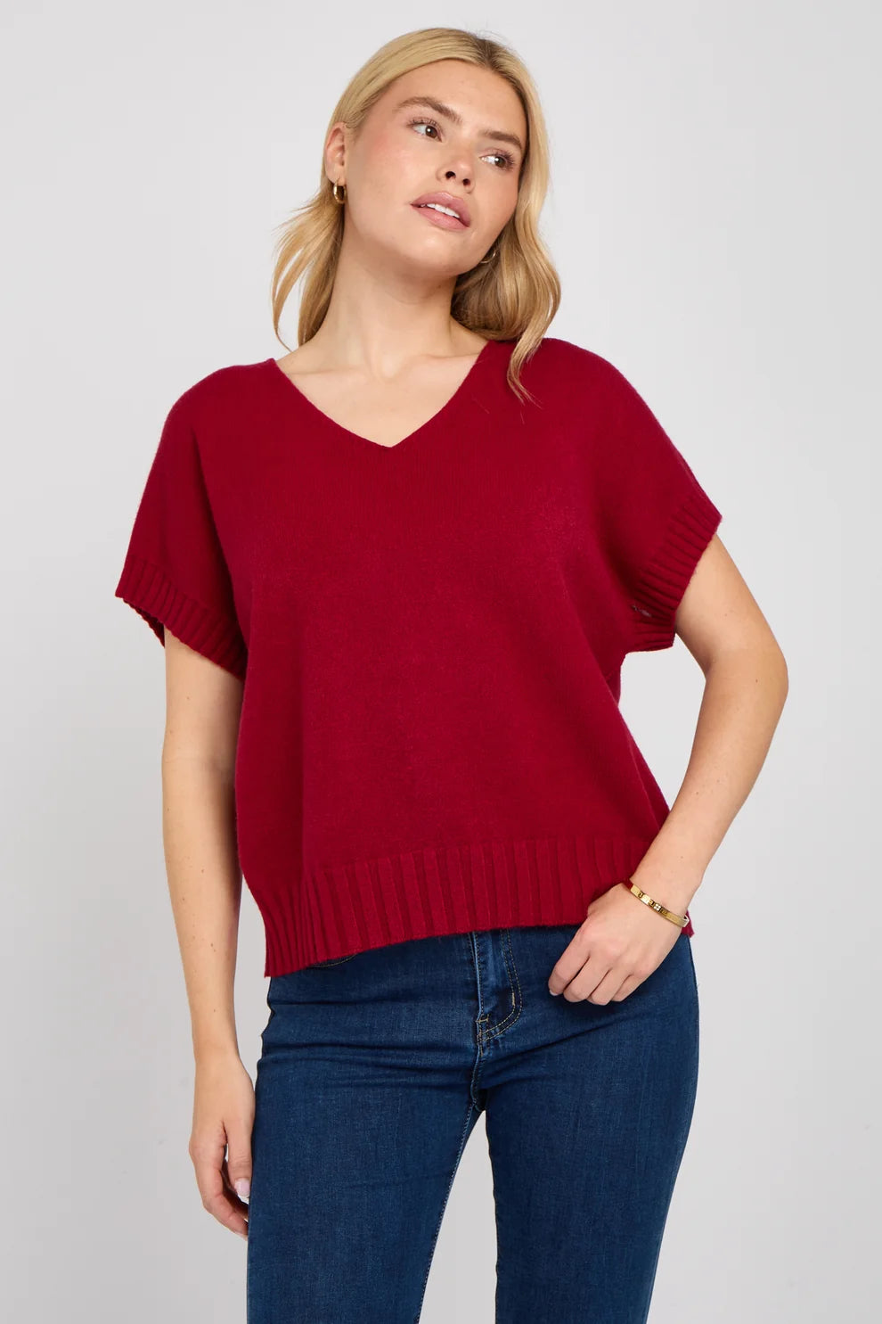 G7 V-Neck Cap Sleeve Jumper