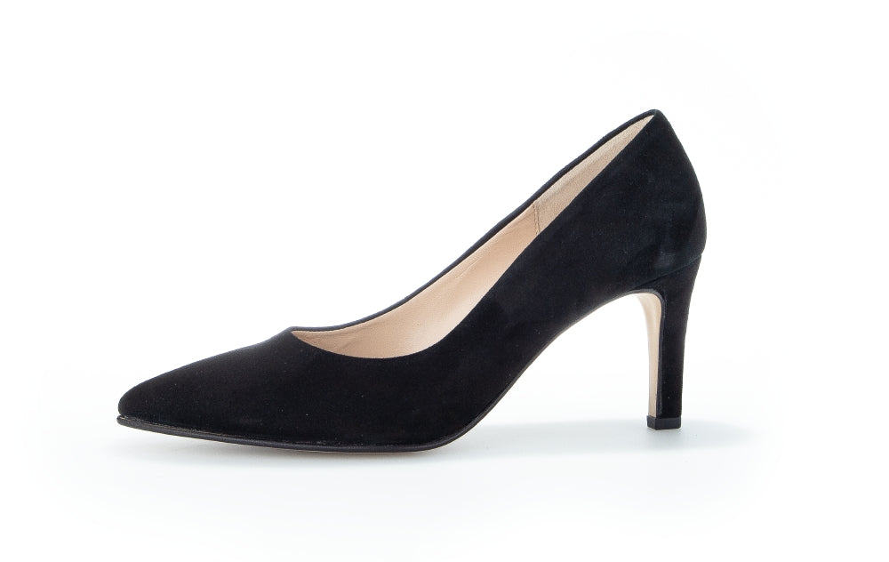 Gabor Dane 21.380.17 Ladies Court Shoes suede, leather, black, luxurious, comfort Colours Ltd, Colours, Colours Farnham, Colours Shoes