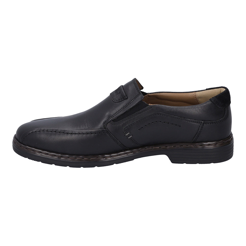 Josef Seibel Alastair 03 Mens Shoes black leather slip-on shoe, padded ankle collar  Colours Ltd, Colours, Colours Farnham, Colours Shoes
