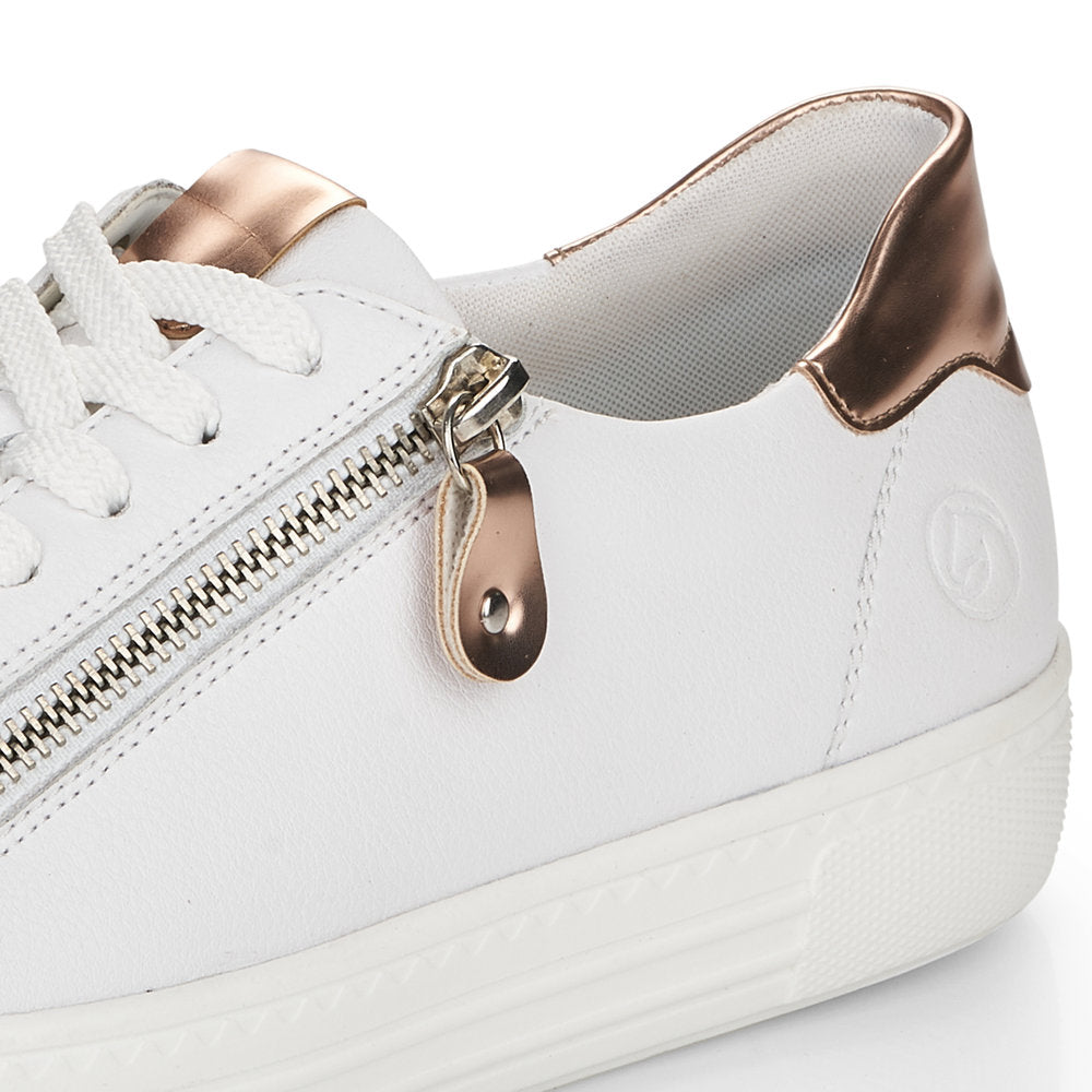 Remonte D0903-81 Ladies Trainers Women fashion shoes with side Zipper, metallic gold, white  Colours Ltd, Colours, Colours Farnham, Colours Shoes